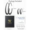 image2Pairs Lightweight Teardrop Hoop Earrings for Women  18k Gold Plated Large Small Size Oval Pull Through Hoop Earrings Teen Gift High Polished Statement Jewelry for WomenBlack