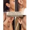 image2Pairs Lightweight Teardrop Hoop Earrings for Women  18k Gold Plated Large Small Size Oval Pull Through Hoop Earrings Teen Gift High Polished Statement Jewelry for WomenBlack