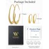 image2Pairs Lightweight Teardrop Hoop Earrings for Women  18k Gold Plated Large Small Size Oval Pull Through Hoop Earrings Teen Gift High Polished Statement Jewelry for WomenGold