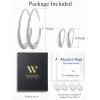 image2Pairs Lightweight Teardrop Hoop Earrings for Women  18k Gold Plated Large Small Size Oval Pull Through Hoop Earrings Teen Gift High Polished Statement Jewelry for WomenSilver