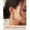image2Pairs Lightweight Teardrop Hoop Earrings for Women  18k Gold Plated Large Small Size Oval Pull Through Hoop Earrings Teen Gift High Polished Statement Jewelry for WomenBlack