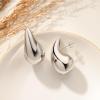 imageChunky Silver Hoop Earrings for Women Lightweight Drop Hoops Hypoallergenic Silver Plated Earrings Fashion Jewelry for Women Silver