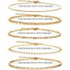 imageGold Ankle Bracelets for Women 14k Gold Waterproof Layered Link Chain Anklets Set Jewelry Gift Adjustable SizeA5PCSGOLD