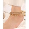 imageGold Ankle Bracelets for Women 14k Gold Waterproof Layered Link Chain Anklets Set Jewelry Gift Adjustable SizeC3PCSGOLD