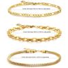 imageGold Ankle Bracelets for Women 14k Gold Waterproof Layered Link Chain Anklets Set Jewelry Gift Adjustable SizeC3PCSGOLD