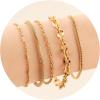 imageGold Bracelet Sets for Women 14k Gold Plated Layered Stack Adjustable Chain Bracelet for Women Trendy 5Pcs