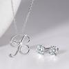 imageInitial Sterling Silver Necklace Hypoallergenic Silver Jewelry SetBest Fashion Gift for Women and GirlsBInitial B