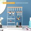 imageJewelry Organizer 6 Tier Jewelry Wooden Tower Shelf ampamp 4 Tier Rotating Jewelry Tray Case with Mirror Hanging Display for Bracelet Watch Earrings Rings NecklaceA