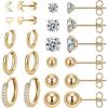 image11 Pairs Surgical Steel Earrings Sets for Multiple Piercing Lightweight Small Huggie Hoop Earrings CZ Stud Earrings for Women Cartilage Trendy Hypoallergenic free combinationgoldsilverroesRose Gold