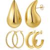 image11 Pairs Womens Gold Hoop Earrings Set 18K Thick Gold Plated Twisted Hoop Earrings Women Gift Lightweight GoldA005