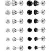 image12 Pairs Silver Earrings Surgical Steel Earrings Womens Earrings Hypoallergenic Earrings Set Mens Earrings 12 Colors CubicZirconia Studs EarringsA004black and white