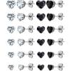 image12 Pairs Silver Earrings Surgical Steel Earrings Womens Earrings Hypoallergenic Earrings Set Mens Earrings 12 Colors CubicZirconia Studs EarringsA006black and white