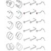 image20G Nose Rings 316L Stainless Steel Hoop L Shape Nose Studs Nose Screw Bone Silver Pack for Women Men 38PcsA001Silver