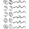 image20G Nose Rings 316L Stainless Steel Hoop L Shape Nose Studs Nose Screw Bone Silver Pack for Women Men 38PcsA003Black