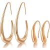 image2Pairs Lightweight Teardrop Hoop Earrings for Women  18k Gold Plated Large Small Size Oval Pull Through Hoop Earrings Teen Gift High Polished Statement Jewelry for WomenRose Gold