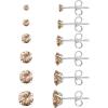image6 Pairs Stud Earrings Set Hypoallergenic Cubic Zirconia 316L Earrings Stainless Steel CZ Earrings 38mm Steel colorA010Champagne Color
