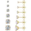 image6 Pairs Stud Earrings Set Hypoallergenic Cubic Zirconia 316L Earrings Stainless Steel CZ Earrings 38mmA001Gold