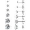 image6 Pairs Stud Earrings Set Hypoallergenic Cubic Zirconia 316L Earrings Stainless Steel CZ Earrings 38mmA003Silver