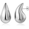 imageChunky Silver Hoop Earrings for Women Lightweight Drop Hoops Hypoallergenic Silver Plated Earrings Fashion Jewelry for Women Silver