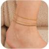 imageGold Ankle Bracelets for Women 14k Gold Waterproof Layered Link Chain Anklets Set Jewelry Gift Adjustable SizeB3PCSGOLD