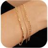 imageGold Bracelet Sets for Women 14k Gold Plated Layered Stack Adjustable Chain Bracelet for Women Trendy 3Pcs