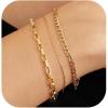imageGold Bracelet Sets for Women 14k Gold Plated Layered Stack Adjustable Chain Bracelet for Women Trendy 3Pcs