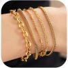 imageGold Bracelet Sets for Women 14k Gold Plated Layered Stack Adjustable Chain Bracelet for Women Trendy 5Pcs