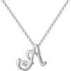 imageInitial Sterling Silver Necklace Hypoallergenic Silver Jewelry SetBest Fashion Gift for Women and GirlsAInitial A