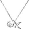 imageInitial Sterling Silver Necklace Hypoallergenic Silver Jewelry SetBest Fashion Gift for Women and GirlsMInitial M