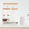 imageJewelry Organizer 6 Tier Jewelry Wooden Tower Shelf ampamp 4 Tier Rotating Jewelry Tray Case with Mirror Hanging Display for Bracelet Watch Earrings Rings NecklaceA