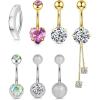 imageWssxc 14G Hypoallergenic Surgical Steel Belly Button Ring Cubic Zirconia Belly Button Barbs Body Piercing Set 7PcsF7DQH
