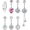 imageWssxc 14G Hypoallergenic Surgical Steel Belly Button Ring Cubic Zirconia Belly Button Barbs Body Piercing Set 7PcsG7DQH
