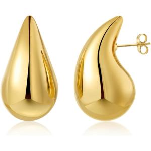 image11 Pairs Womens Gold Hoop Earrings Set 18K Thick Gold Plated Twisted Hoop Earrings Women Gift Lightweight GoldA009