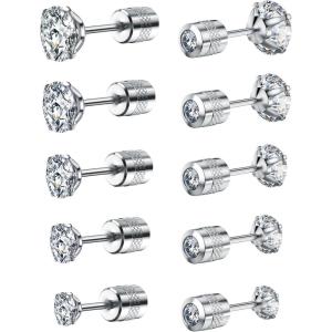 imageEarrings for Women CubicZirconia SurgicalStainlessSteel  Hypoallergenic CZ Stud Set Ear Rings 20G Helix Cartilage Tragus Women Jewelry Fake Diamond CartilageA001Silver