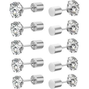 imageEarrings for Women CubicZirconia SurgicalStainlessSteel  Hypoallergenic CZ Stud Set Ear Rings 20G Helix Cartilage Tragus Women Jewelry Fake Diamond CartilageA002Silver