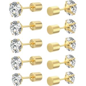 imageEarrings for Women CubicZirconia SurgicalStainlessSteel  Hypoallergenic CZ Stud Set Ear Rings 20G Helix Cartilage Tragus Women Jewelry Fake Diamond CartilageA003Gold