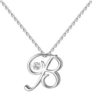 imageInitial Sterling Silver Necklace Hypoallergenic Silver Jewelry SetBest Fashion Gift for Women and GirlsBInitial B