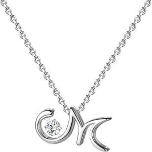 imageInitial Sterling Silver Necklace Hypoallergenic Silver Jewelry SetBest Fashion Gift for Women and GirlsMInitial M