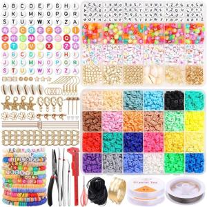 imageWssxc 6100 pcs DIY Preppy Charm Bracelet Kit Trendy Jewelry Making Set  Clay Beads Alphabet Beads Charms Tools  Affordable ampamp Fun Crafting Kit6100PCS