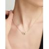 imagePendant Necklace 316L Stainless Steel Paperclip Choker with Diamond Accents Open Oval Minimalist Gold Jewelry Gift for WomenGold