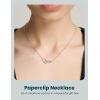 imagePendant Necklace 316L Stainless Steel Paperclip Choker with Diamond Accents Open Oval Minimalist Gold Jewelry Gift for WomenSilver
