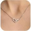 imagePendant Necklace 316L Stainless Steel Paperclip Choker with Diamond Accents Open Oval Minimalist Gold Jewelry Gift for WomenSilver