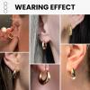 image14K Gold Plated Lightweight Chunky Open Hoop Earrings  Womens Gold Hoop Earrings  Hypoallergenic Easy to Wear