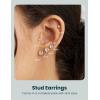 imageWSSXC 20G Hypoallergenic Flat Back Earrings for Women Men Silver 14K Gold Stainless Steel Stud Earrings Brithstone Cubic Zirconia Studs Surgical Steel Cartilage Earrings for Sensitive EarsA001Silver