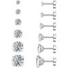 imageWSSXC 20G Hypoallergenic Flat Back Earrings for Women Men Silver 14K Gold Stainless Steel Stud Earrings Brithstone Cubic Zirconia Studs Surgical Steel Cartilage Earrings for Sensitive EarsA001Silver