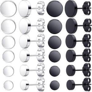 imageHypoallergenic Stud Earrings for Women Men Statement Cartilage Fashion Surgical Steel Helix Earrings Black ampamp White 12 Pairs